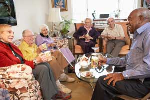photo of senior adults having morning tea