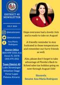 Senate District 40 July Newsletter - Senator Ana Maria Rodriguez