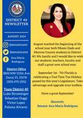 Senate District 40 August Newsletter - Senator Ana Maria Rodriguez