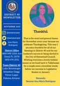 Senate District 40 November Newsletter - Senator Ana Maria Rodriguez