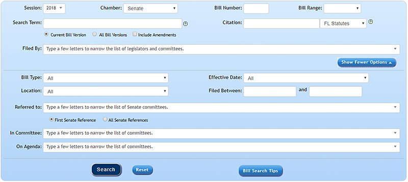 Bill List - Search Panel Expanded View